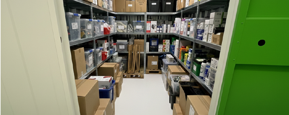 Inventario comercial dentro de una unidad de Trasteleku